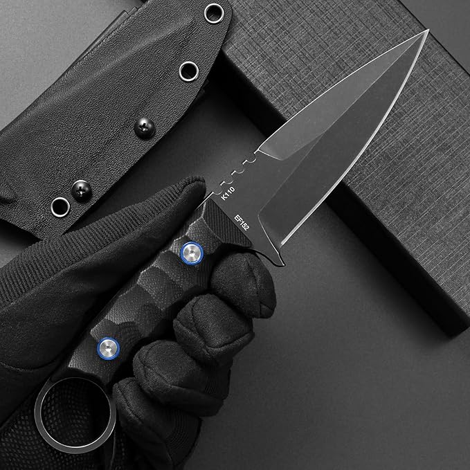 Eafengrow EF152 Fixed Blade Knife K110 Steel Blade G10 Handle Full Tang EDC Tool Knife for Outdoor Working Camping Hiking