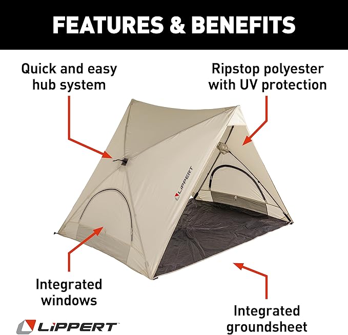 Lippert Picnic Popup Sun Shelter for Camping Beach Trips and Outdoor Concerts - Tent