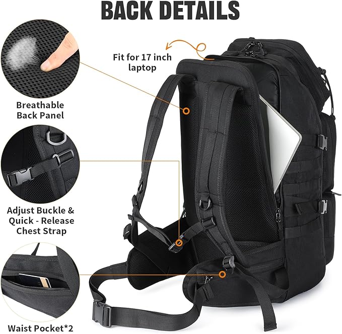 G-raphy 45L Tactical Backpacks for Men Molle Hiking Daypack Large Military Camping Trekking Daypack Bug Out Bag