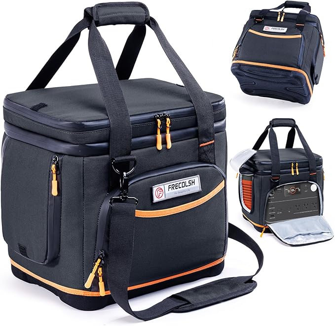 Double-Layer Travel Carrying Case for Jackery Explorer 1000 v2 – Hard Molded Bottom Side Ventilation &amp Front Pockets Portable Power Station Storage Bag for Jackery Accessories &amp Solar Genera