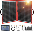 DOKIO 100W Portable Foldable Solar Panel Kit (19x26in 5.3lb) with Separate Controller and Dual USB Monocrystalline Charger for 12V Batteries &amp Power Stations RV Camping Trailer Emergency Backu