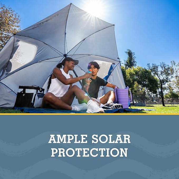 Sport-Brella Premiere UPF 50+ Umbrella Shelter with Patented Side Panels and Tilt Mechanism Heavy-Duty 1.25 Inch Center Pole Auger Anchor for Sand and Grass