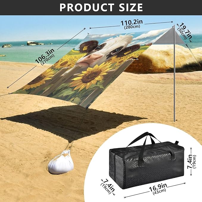 ALAZA Milk Cow Beach Tent Sun Shelter Portable Canopy Sunshade for Outdoor Camping Picnics Backyard Fun 10x9 ft