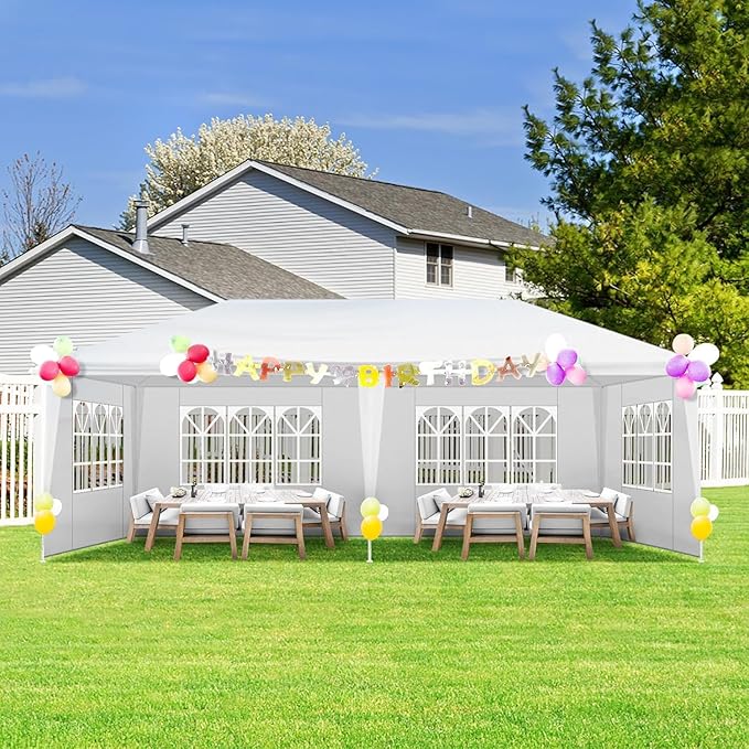 Outdoor Gazebo Canopy Wedding Party Tent Camping Shelter Commercial Instant Shelter Waterproof Tent with Removable Side Walls (10'x20' with 4 Sidewalls)