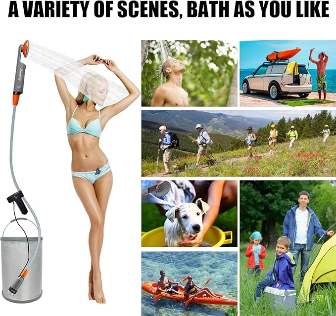 Portable Camping ShowerOutdoor Shower KitBattery PoweredPortable and Easy to CarryFlexible and Easy to MoveThe First Choice for Camping Traveling and Outdoor Activities
