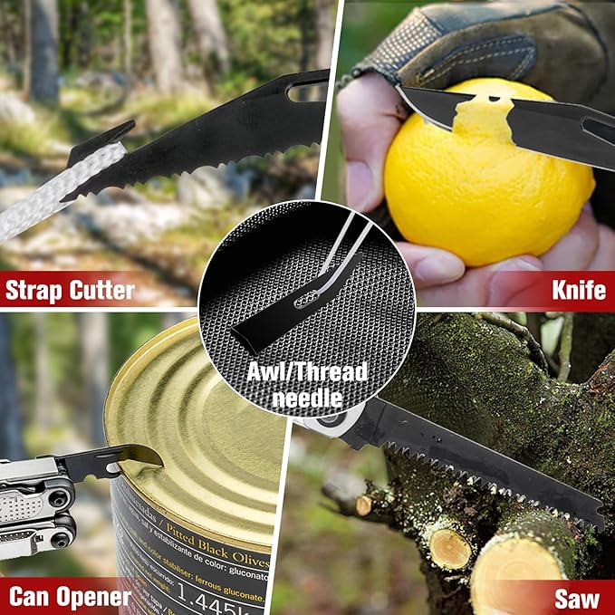 BIBURY Multitool Pliers BI2048B Stainless Steel Multi Tool with Upgraded Rope Cutter and Screwdrive Foldable Self-locking Multitools with Nylon Pouch Ideal for Camping Hiking Survival Repair