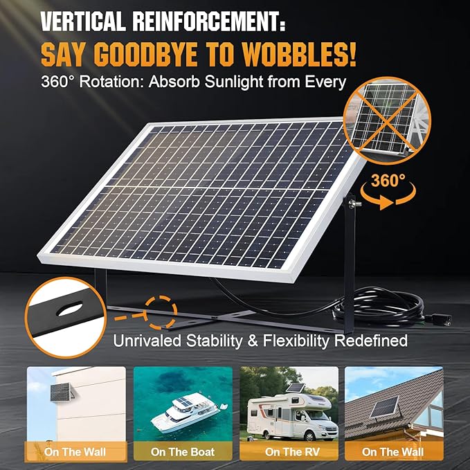 ECO-WORTHY 25W 12V Solar Battery Charger Trickle Maintainer 25W Waterproof Solar Panel Kit + Adjustable Mount Bracket + Upgrade Controllerfor 12V Batteries Cars RV Boat Motorcycle Marine