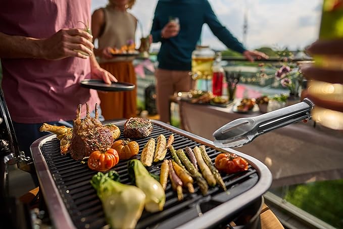 Weber Lumin Portable Outdoor Electric Barbecue Grill for Small Spaces and Travel Seafoam Green