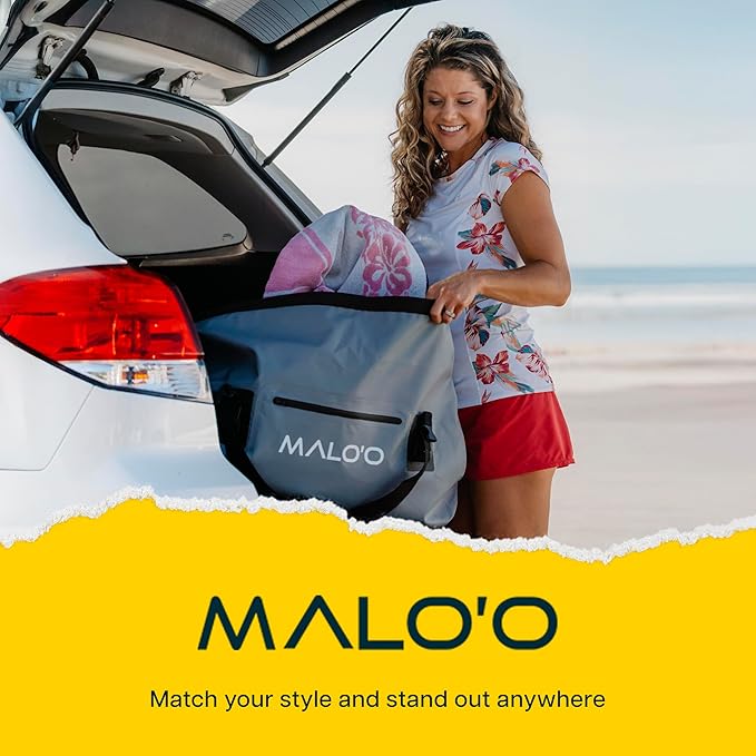 Malo’o Waterproof Dry Duffel Heavy-Duty Roll Top Waterproof Gear Bag with Shoulder Strap &amp Molle Loops Marine Duffel for Kayaking Boating Camping Beach &amp Travel Grey 60L