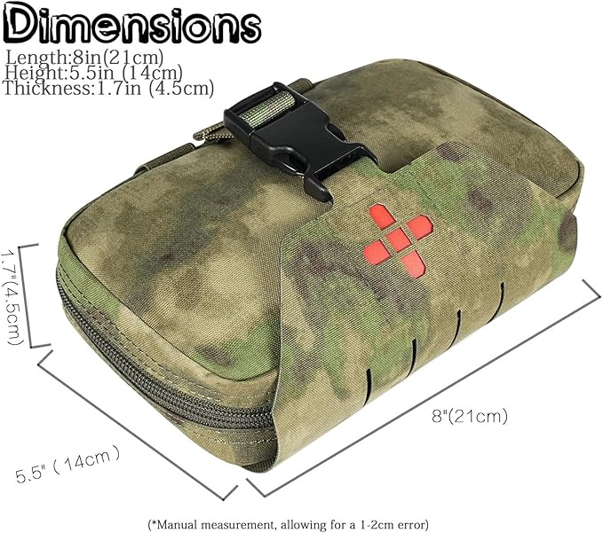 Ifak Pouch-Rapid Deployment Tactical MOLLE Trauma Kit Pouches Quick Release Tear-Off Medical First Aid Kit Organiser with Red Immediate Identify for Emergency Surviva.