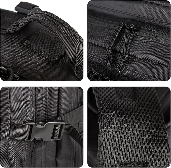 50L Tactical Backpack Training Gym Fitness Bag Outdoor Hiking Camping Army Molle Backpacks for Men Travel (Black)