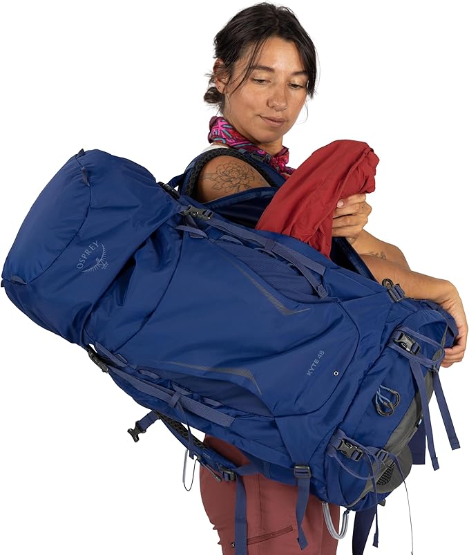 Osprey Kyte 48L Women's Backpacking Backpack - Hiking &amp Camping Bag with Waterproof Raincover Barley Brown Medium/Large