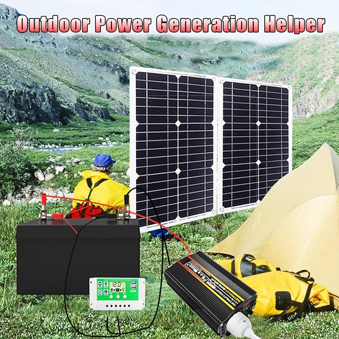 Complete 10000W Solar Panel Kit with Pure Sine Wave Inverter &amp 50A Charge Controller for Marine RV(50W)