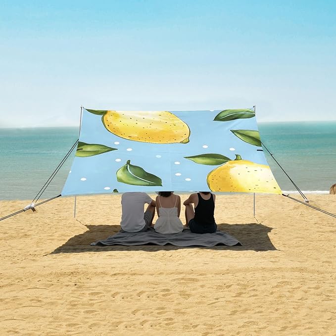 ALAZA Lemon Dot Pattern Beach Tent Sun Shelter Portable Canopy Sunshade for Outdoor Camping Picnics Backyard Fun 10x9 ft