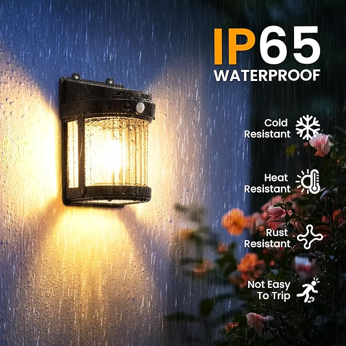 PEVOROS Solar Fence Lights 8 Pack Solar Motion Fence Deck Lights Outdoor 3 Modes for Step Wall Step Shed Patio Front Door Garage (6x3.6x2.2 inch)