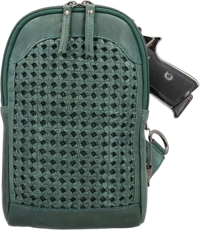 Lady Conceal Unisex Bristol Sling Backpack Minimalist Conceal Carry Design for Universal Holster with Locking Zippers (Pine Green)