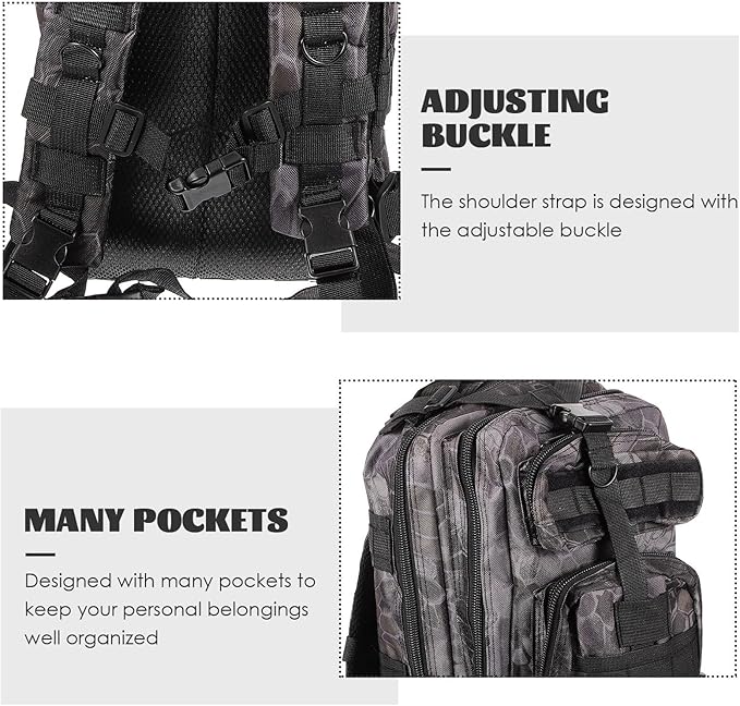 Abaodam Outdoor Tactical Backpack 3p Oxford Cloth Hiking Knapsack Large Capacity Equipment Organizer for Camping and Outdoor Sports