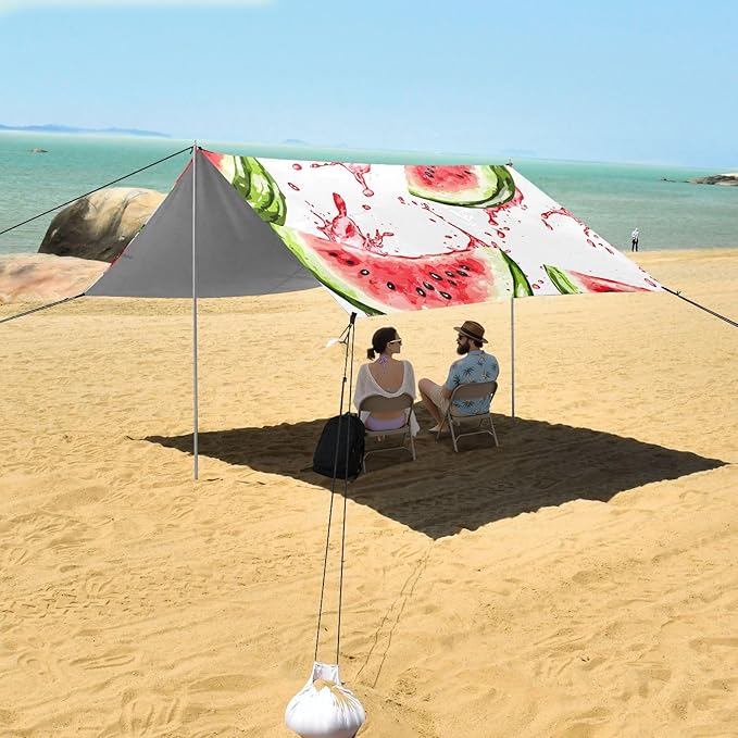 ALAZA Watermelon Watercolor Pattern Beach Tent Sun Shelter Portable Canopy Sunshade for Outdoor Camping Picnics Backyard Fun 10x9 ft