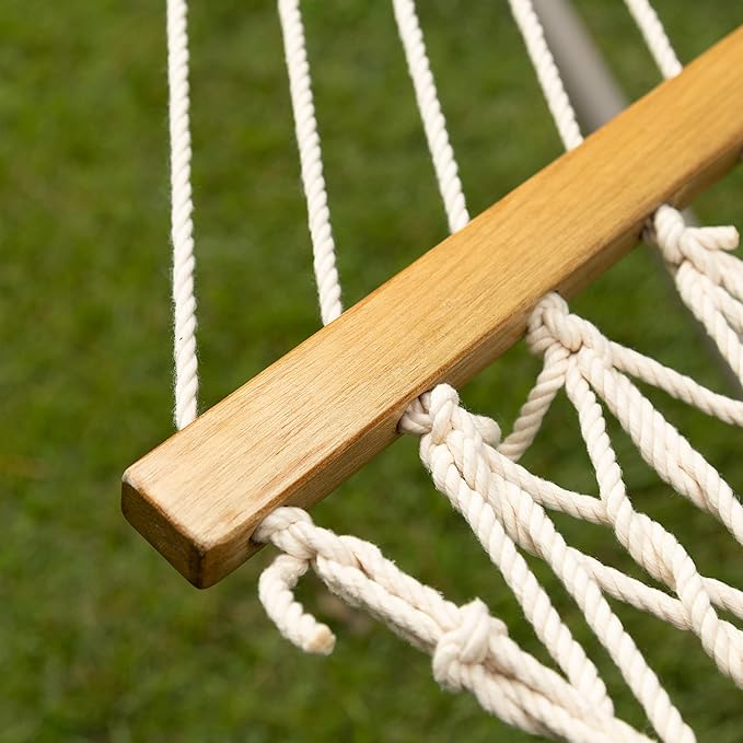 Castaway Living 13 ft. Double Traditional Hand Woven Cotton Rope Hammock – 2-Person 450 lb Capacity Free Extension Chains &amp Tree Hooks Designed in The USA