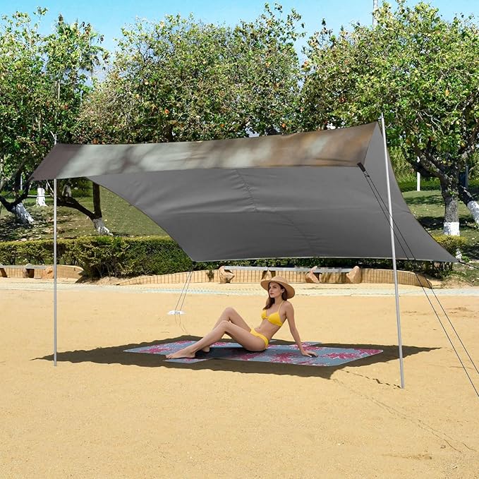 ALAZA French Bulldog Dog Dressed Up Crown Beach Tent Sun Shelter Portable Canopy Sunshade for Outdoor Camping Picnics Backyard Fun 10x9 ft