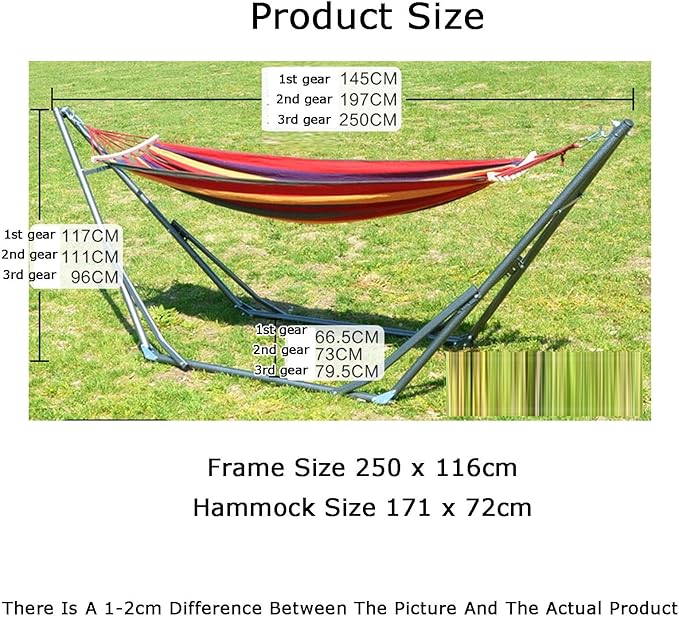 Hammock Stand 350kg Load Capacity Hanging Swing Holder Rack with Hammocks for Garden Patio Camping Picnic(Red)
