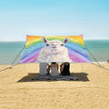 ALAZA Funny Llama Alpaca Rainbow Beach Tent Sun Shelter UPF50+ Protection Beach Shade Canopy w/ 4 Sandbags for Outdoor Camping Fishing Backyard Fun Picnic 10x9 ft