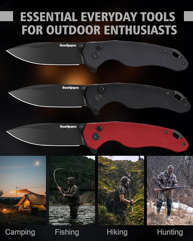 Pocket Knife – 2.99 8Cr14MoV Steel Blade G10 Handle | EDC Folding Knife with Pocket Clip for Men &amp Women | Sharp for Camping Fishing Hunting Tactical Use &amp Survival Hiking -Red