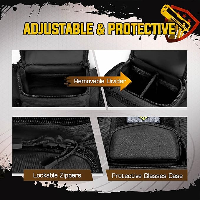 TIDEWE Tactical Range Backpack with Removable Divider Handgun Backpack with 4 Pistol Case Range Bag with Hard Glasses Case