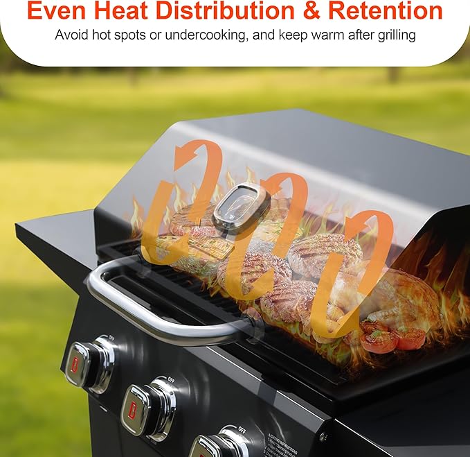 BRANDMAN GRILLS SINCE 1987 3-Burner Propane Gas Grill 27000 BTU BBQ Grill with Porcelain-Enameled Grates Built-In Thermometer Side Shelves Heavy-Duty Wheels – Outdoor Grill for Patio &amp Backya