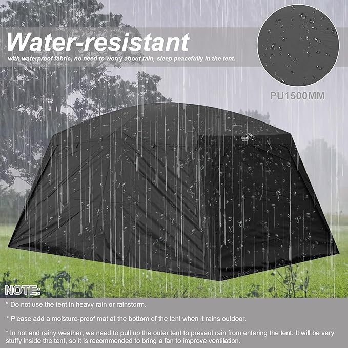 Vidalido 8-10 Person Camping Tent with 3 Door 2 Room Large Family Cabin Tents Double Layer Waterproof Portable Glamping Tent Big Tents for Outdoor Picnic Camping Hiking and Family Gathering
