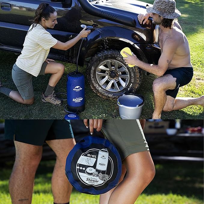 Naturehike Portable Shower for Camping Lightweight Outdoor Shower Bag with Hose and Head RV Shower for Beach Car Cleaning Camp Kitchen Traveling