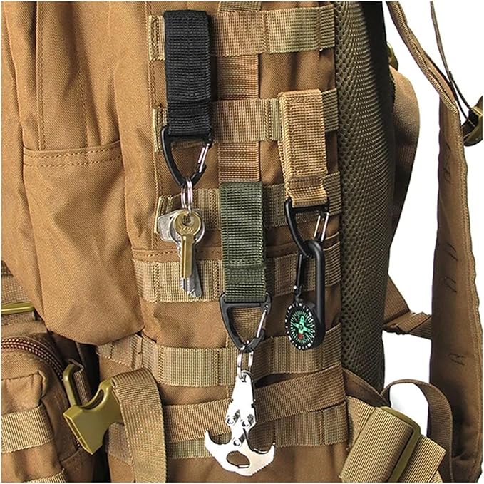 3PCS Outdoor Camping Hiking Nylon Strap Keychain Tactical Rug Bag Triangle Backpack Waist Bag Fastener(1Pc Army green)