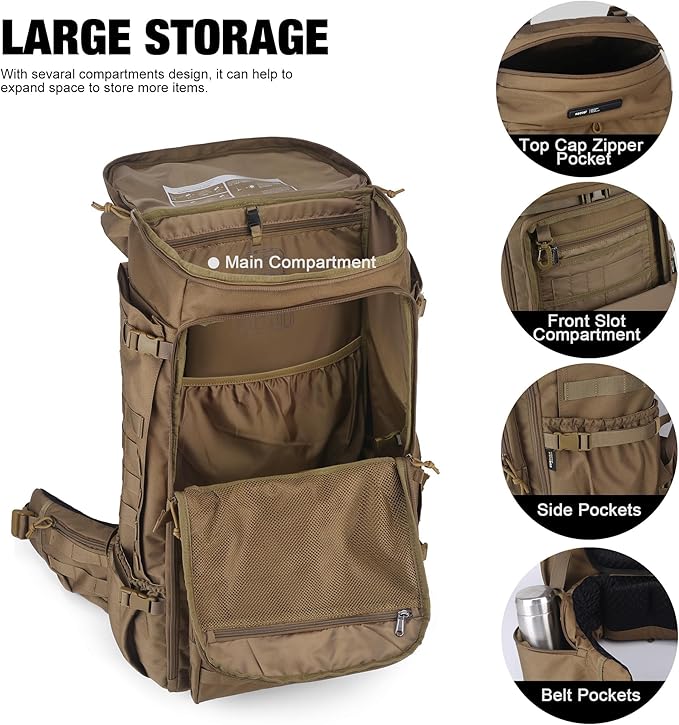 Mardingtop 75L Military Internal Frame Backpack for Men Cordura Tactical Backpack with Recco for SnowboardingHikingCamping
