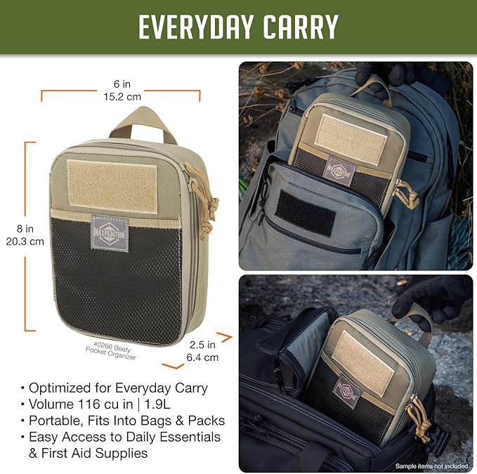MAXPEDITION Beefy Pocket Organizer Compact MOLLE-Compatible 1000D Nylon Tactical Pouch Everyday Carry Tool and Gear Storage for Outdoor Tactical Survival 0266