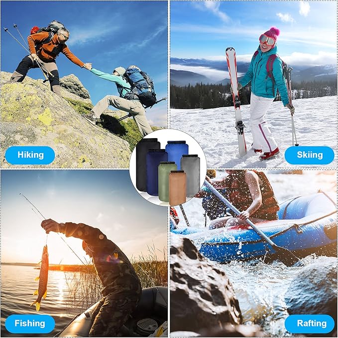 Shappy 6 Pcs Waterproof Dry Bag Set Ultralight Stuff Sack 20/15/10/8/5/3L Backpacking Bag with Long Adjustable Strap Outdoor Keep Gear Dry Sack for Camping Kayaking Boating Hiking Travel