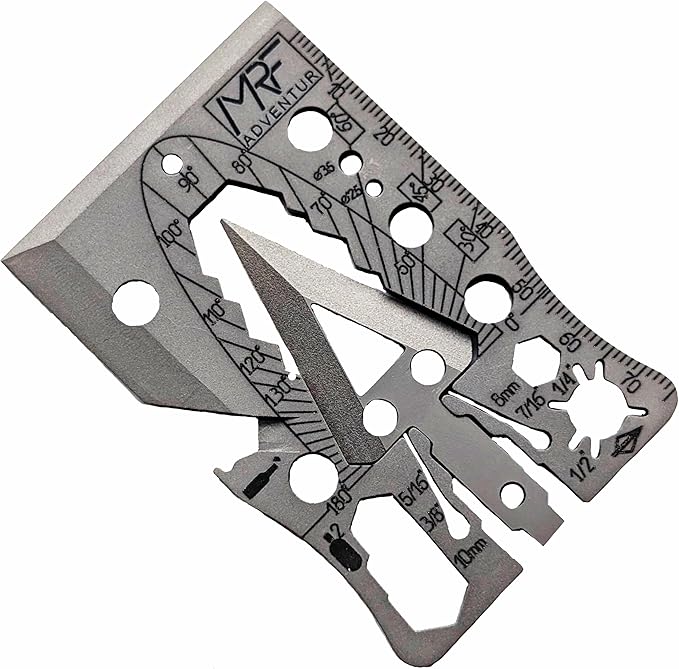 Adventur – 40+ Tools Titanium Survival Credit Card Multitool – Pocket Axe Tool with Knife Wrenches Can &amp Bottle Opener – Bug Out &amp Bushcraft Tool