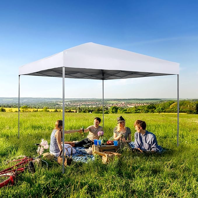 MFSTUDIO 10x10 Pop Up Canopy Tent Gazebo Shelter Sun Shade Canopies Waterproof Patio Portable Popup Tents for BeachPartiesCamping100 SqWhite