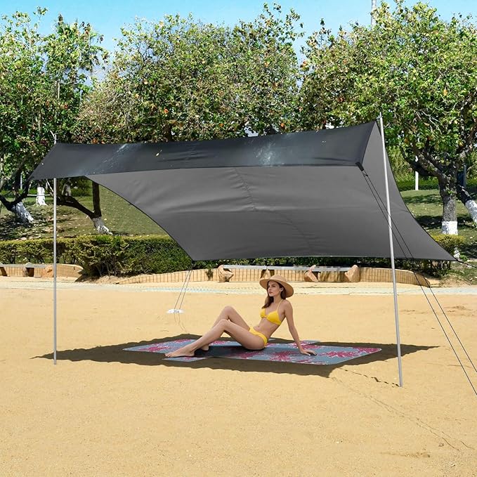 Cloudy Sky Glowing Eyes Beach Tent Sun Shelter Set UPF50+ UV Protection 10.5 x 9.19 FT Camping Shade Canopy with Sandbags Sand Anchors Carrying Bag and Others