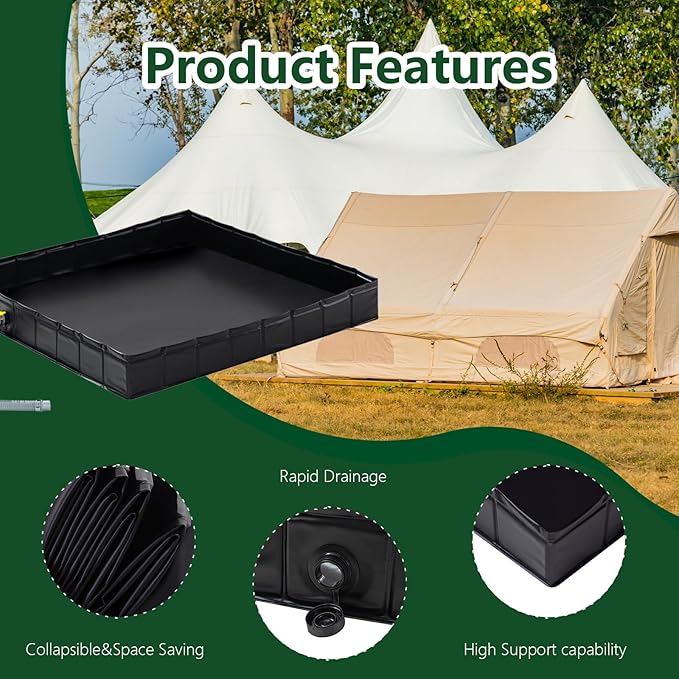Portable Shower Pan Foldable Shower Base &amp Basin Floor with Detachable Drain Pipe Ideal for RV OutdoorIndoor Shower Stall Enclosures