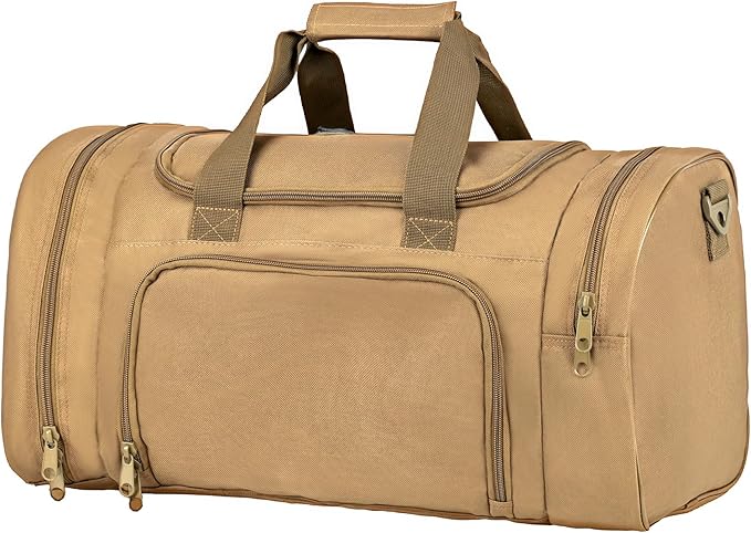 Military Tactical Outdoor Gym Bag Small Duffel Bag with Shoes Compartment for Sports Travel Camping Hunting (A-Tan)