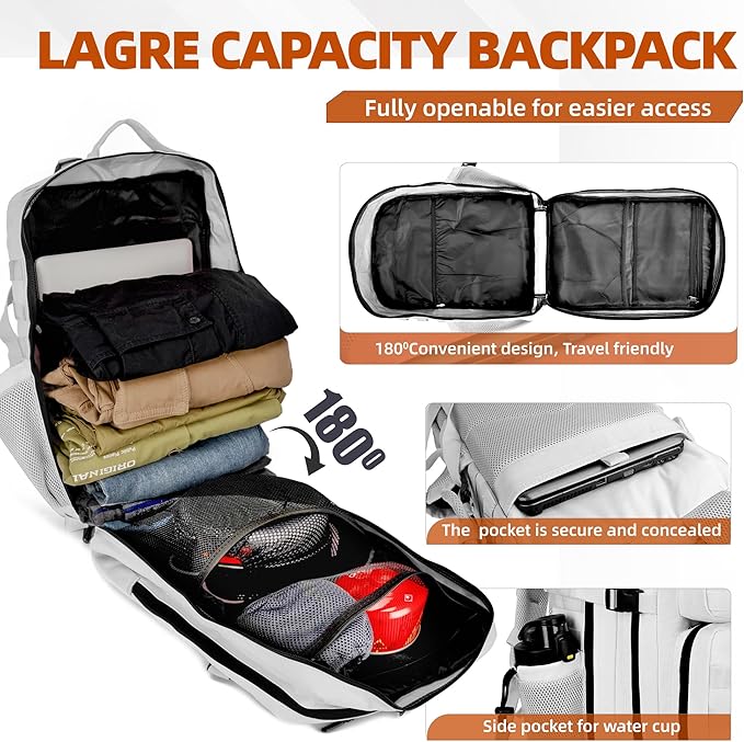 LUPU TACTICAL 45L Backpack for Men and Women 3 Days Assault Pack Outdoor Travel Hiking Camping Rucksack with Molle Webbing (White)