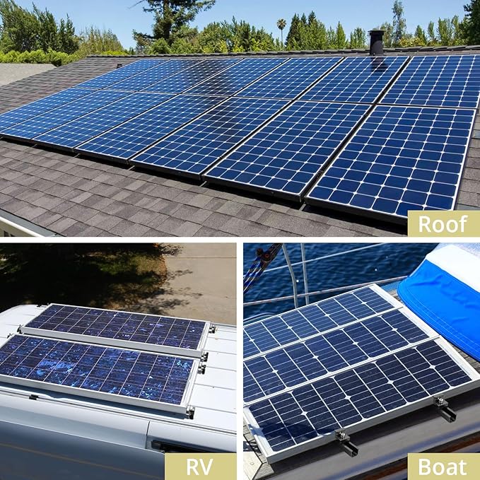 Anbte Solar Panel Bracket Kit 6 Pcs 7.87 in Aluminium Solar Panel Mounting Rail 30mm/35mm Solar Panel End Clamps Solar Panel Brackets for Metal Roof Tin Roof Flat Roof Sheet Roof Black