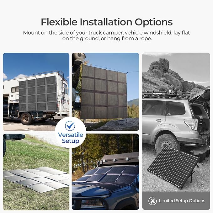 Renogy 400W Portable Solar Panel Blanket 25% High Efficiency N-Type Foldable Solar Panel Charger for Power StationLightweight 16-Fold Space Save Fast Setup for Camping RV Pickup Marine Off-Grid