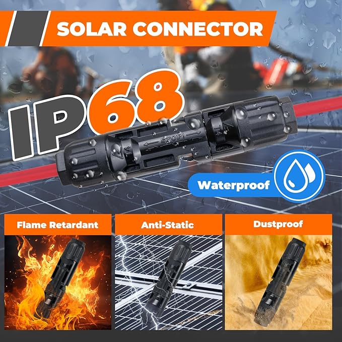 30PCS Solar Crimper Tool Kit - Crimping Tool Wire Stripper 25 Pairs Solar Connectors Suitcase and 2 Spanner Wrenches for Solar Panel Cable Assembly