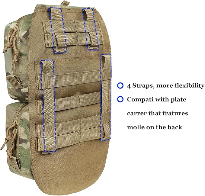 Gear Tactical MOLLE Back PanelsAssault Utility Double Upper-Zipper Bag with an Internal Hydration Pouch