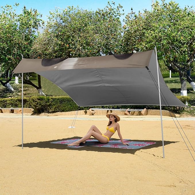 ALAZA French Bulldog Take A Bath Cute Dog Beach Tent Sun Shelter Portable Canopy Sunshade for Outdoor Camping Picnics Backyard Fun 10x9 ft