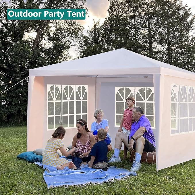 Outdoor Gazebo Canopy Wedding Party Tent Camping Shelter Commercial Instant Shelter Waterproof Tent with Removable Side Walls (10'x10' Three Sides)