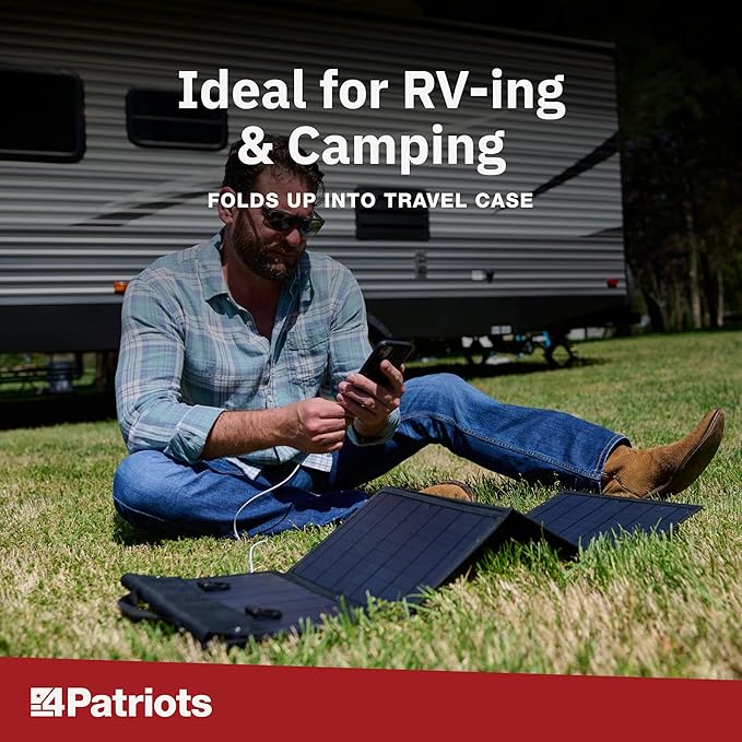 4Patriots 40-Watt Solar Panel: Compact Portable Power with USB Port Eco Solar Charger for Camping