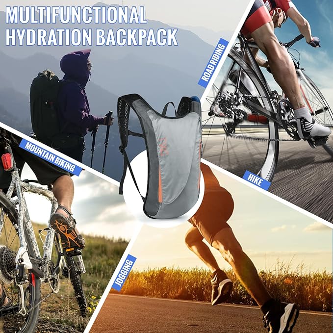 Hydration Pack with 3L PEVA Water Bladder - Lightweight Hydration Backpack for MTB Cycling Hiking Running - Women &amp Men - 10L Capacity