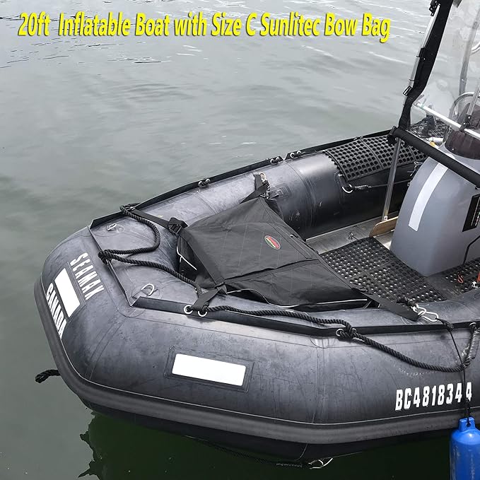 Seamax Sunlitec Front Accessory Storage Bow Bag for Inflatable Boat with Reflective Line